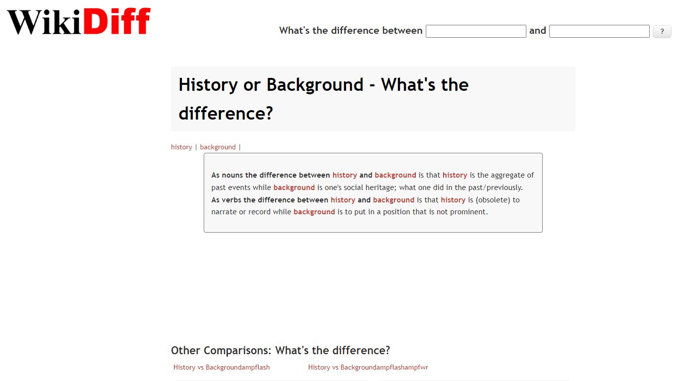 History or Background - What's the difference? | WikiDiff